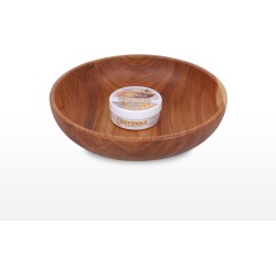 Set: Teakhouten Fruitschaal  - rond - Ø 35 cm - Beeswax wood polish