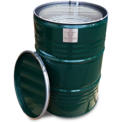 BarrelQ|Big|Multifunctioneel houtskool Barbecue- BBQ vuurton|vuurkof|statafel|British Racing Green Special Edition|