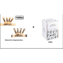 1000x Koffie Melksticks en Suikersticks I am met 2000x bio roerstaafjes white - suiker sticks melk sticks koffiemelk koffie festival