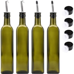 Gutos Olijfolie fles - Schenktuit - Azijnfles - 500 ml - Schenker - Flessen - Donker glas - Groen - Glazen Oliefles - Fles voor Olijfolie - Olijfolie schenkkan - 4 stuks 2 liter - Zonnebloemolie - Azijn - Olijf olie