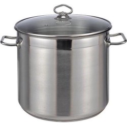1x RVS Soeppan/pannen 20 liter met glazen deksel - Haushalt pan geschikt voor alle warmtebronnen - Kook/keuken benodigdheden