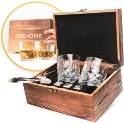 2BEHOME® Whiskey set met 2 whiskey glazen en 6 whiskey stones - Whiskeyglazen - Whisky - Cadeau voor man/vaderdag