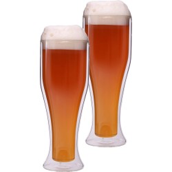 Feelino 2 x 500 ml dubbelwandige bierglazen voor 300 ml ladytarwe, bierglazen, dubbelwandige glazen, thermoglazen, houdt koude dranken langer koud, tarwelady