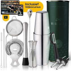 Mixtales® Premium Cocktailset - 12-Delige Set met Cocktail Shaker (830ml) & Stijlvolle Opbergkoker - Ideale Giftset - Incl. Unieke Videocursus door Nederlands Topbartender (t.w.v. €29,95)