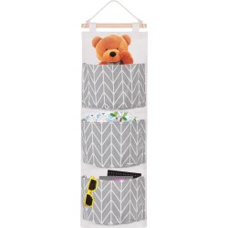 Springos Hangende Organizer | Hangende Opberger | Kinderkamer Accessoires | 3 zakken | Grijs