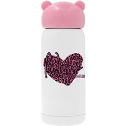 Drinkbeker met naam en geboortedatum-roze met leopard print-verjaardags cadeau-RVS-Let op mail voor de naam en datum