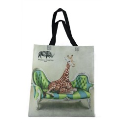 Shopper tas - Shopper tas dames - Gemaakt van hergebruikte PET Flessen - Boodschappen tas - Wildlife at leisure -  Giraffe  - Milieubewust en Groen. Origineel Afrikaanse passend bij de Wildlife at Leisure collectie van WhimsicalCollection