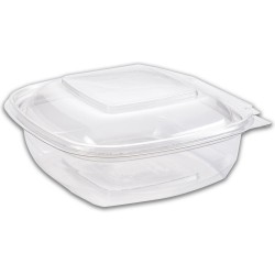 100 Stuks x Plus Pack rPET Saladebakje 250 ml Transparant Met Deksel - Doorzichtige Afsluitbare Bakjes - 250 cc Bakjes - Containers Met Deksel - 250cc Bakjes - 250cc Bakje