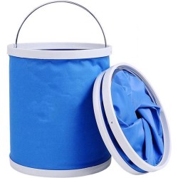 Opvouwbare Emmer | Inklapbare Draagbare Bucket | Metalen Handvat | Ideaal | Vissen | Outdoor | Thuis | Travel | Camping | 11 Liter | Blauw