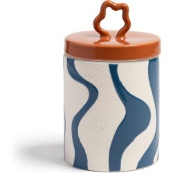 &Klevering Jar Liquid Blue opbergpot 18 cm | &K Amsterdam pot met deksel | Retro Pot Blauw