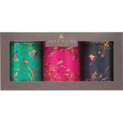 Sara Miller London - Set van 3 Bewaarbussen Chelsea - Bewaarblik - Vogels - Rond - Blik - Ø 10,5 cm - Hoogte: 15 cm