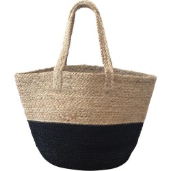 Tas met hengsel - Shopping bag - Jute - Grijs met naturel - 35x30x50cm - Bangladesh - Fairtrade