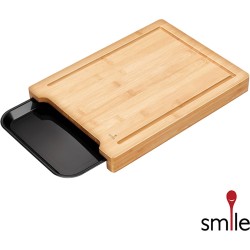 SMILE ® Snijplank Hout - Hakblok - Extra Dik - 36 x 27.5 - Met Opvang Tray &  Sapgeul - Naturel Luxe Design