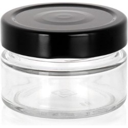 Ornina - 130ml luxe glazen pot met zwarte deksel - voorraadbussen