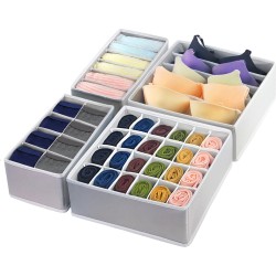 Ondergoed Lade Organizer (Set van 4) - Kleding Opbergbox - Opbergsysteem voor BH / Sokken / Stropdas / Lingerie / Babykleding - Kast Verdeler en Opberger / Opbergdoos / Opbergbox