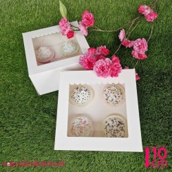 Doos voor 4 cupcakes + winkelluifel venster (25 stuks)