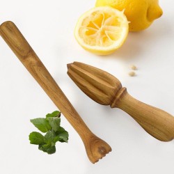 Houten Cocktail set - mojito's en caipirinha's - Citruspers and stamper - vervaardigd uit duurzaam teak