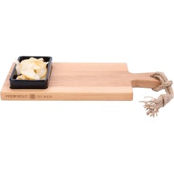 Borrel foodplank 35cm 1 klein vak 1 schaaltje 15 cm zwart