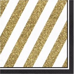 Servetten - Neutraal - Zwart, goud, & wit - 33x33cm - 16st.