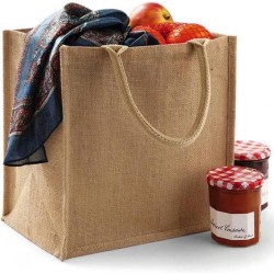 5x Jute boodschappentassen/shoppers 30 x 30 x 19 cm - Naturel goodiebag/tassen 14 liter