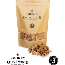 Smokey Olive Wood - Houtsnippers - 1,7L - Olijfhout -  Chips grote maat ø 2cm-3cm