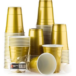 100 American Gold Cups - 500ml Gouden Party Bekers - Original  Beer Pong