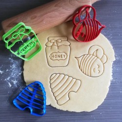 Koekjesvorm | 3-delige set | Honingbij | Bijtje - Honingpot - Bijenkorf | Cookie cutter | Uitsteekvorm | Bakvorm | 8cm