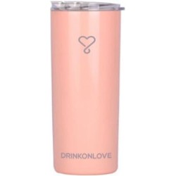 DRINKONLOVE - RUSH SALMON PINK - Drinkbeker met rietje - RVS - Zalm roze- 12 uur koud - 6 uur warm - 470 ML - 16,5 cm hoog