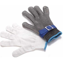 Oester handschoen maat S + oestermes | Snijwerende slagershandschoen 100% RVS
