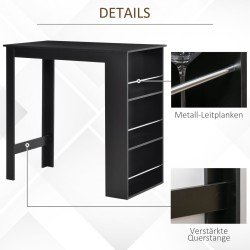 HOMCOM Bartafel, bureau, keukentafel met 3 planken, zwarte spaanplaat 835-390