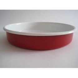 Emaille ovenschaal - rond - Ø 26 cm - rood gespikkeld