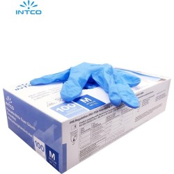 Intco Nitril handschoenen - 100 Stuks Nitrile Wegwerp Handschoenen - Poedervrij, Latexvrij - Onderzoekshandschoenen - Maat: XL - Blauw