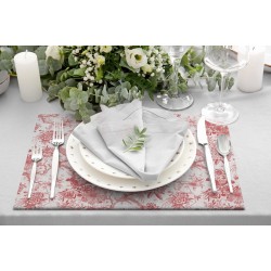 Zijou Placemats Rode tuin linnen set van 4 - 35x50 cm