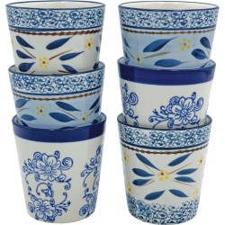 Lavandoux - Mokken - Ceramic - Old World/Floral Lace Blue - 180 ml - set van 6