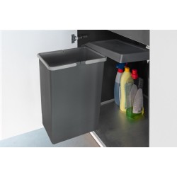 Eleganca Afvalbak 24 Liter – Inbouw Prullenbak – Inbouw Afvalemmer 24L – Uittrekbare Prullenbak – Afvalemmer Keuken – Hygiënisch – Ruimtebesparend Vuilnisbak – Uitdraaiende prullenbak deur – Antraciet – B34.1xD26xH46.6cm