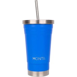 MontiiCo Original Smoothie beker - met deksel - dubbelwandig RVS - 450ml - Blueberry blauw