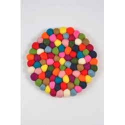 Vilten onderzetter rond  multicolor 20 cm