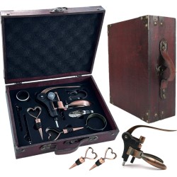 Luxe Kurkentrekker en Wijnaccessoires Set 9 in 1 - Wijnopener - Flessenopener - Vintage Stijl Geschenkdoos - Cadeautip