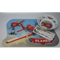 Planes set placemat, mueslikom en bestek