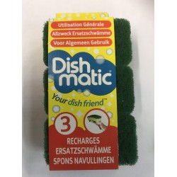 Dishmatic Schuurspons navulling medium groen Middel 2 verpakkingen met 3 sponsjes