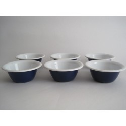 Emaille pastaschalen - Ø 18 cm - donkerblauw - set van 6