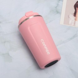 Koffiebeker To Go | Lekvrije Thermosbeker | Thermosfles | RVS Reisbeker | Dubbelwandige Travel Mug | 350 ml | Roze