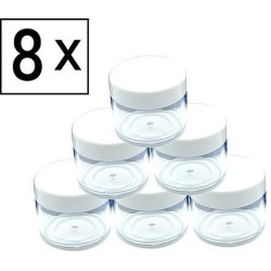 8x Luxe cosmetica potjes -Wit- 15g - Potjes met deksel plastic 15 gram- Sample potjes - Lege potjes met deksel -Zalfpotjes - Plastic potjes met deksel - Potjes met schroefdop