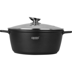 BIKO - Braadpan Ø 32 cm- Glazen deksel marmeren coating - Blackstone