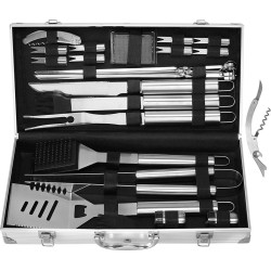 Fixkit Barbecue Gereedschapset BBQ Accessoires 26 delige Volledige Barbecue Grillbestekset Tangenset in roestvrij staal BBQ Grill Set met gereedschapkoffer