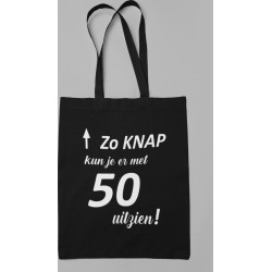 Katoenen tas - Zo knap - 50 - 50ste verjaardag- cadeau - dames - vrouw - man - shopper - verjaardagstas - ZWART