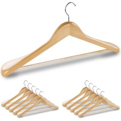 bomoe Rasmus Kledinghanger Set voor Pakken Natuur - 10 Kleerhangers - Ruimtebesparende Hangers 360°Draaibaar & Anti-slip Jassenhangers FSC®-Gecertificeerd  voor broeken en meer