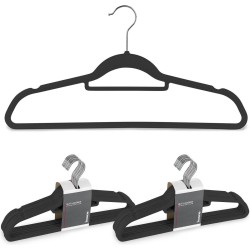 bomoe Kledinghanger set Ivar Zwart - 20 Universele Kleerhangers - Ruimtebesparende Hangers voor Jassen Pakken Broeken en meer - Stabiele Broekspijp, Anti-slip Fluweel en Inkepingen