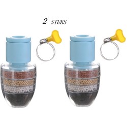 Waterfilter voor op de Kraan - 2 Stuks - Zuiver water - Waterontkalker - Waterzuivering - Kraanfilter - Waterontharder - Blauw