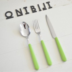 Brio gekleurd bestek ontbijtset 18 delig 6 ontbijtvorken 6 ontbijtmessen 6 ontbijtlepels Limoen